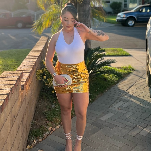Miss Lola White Gold Skirt. Worn Once. - Picture 1 of 2
